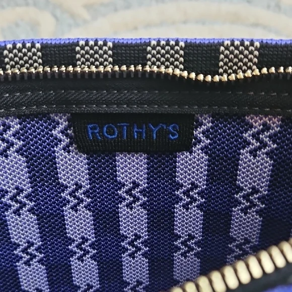 Rothy's Black and White Checkered Bag with Purple Trim - Picture 3 of 3